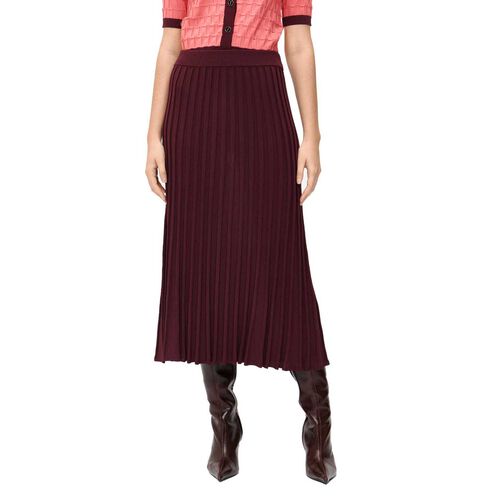 Veronika Maine Burgundy Pleated Knit Skirt